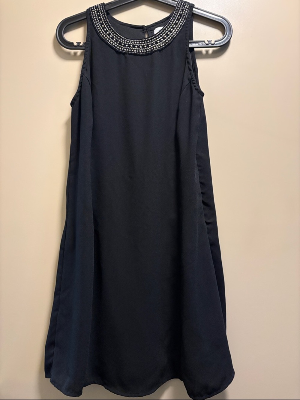 Old Navy Black Sleeveless Mini Dress with Beaded Collar